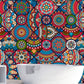 Frendorf | Boho Mandala Peel Wallpaper Panels für Akzentwand 8,6 Quadratfuß Wandverkleidung in Rosarot-Blau-Grün