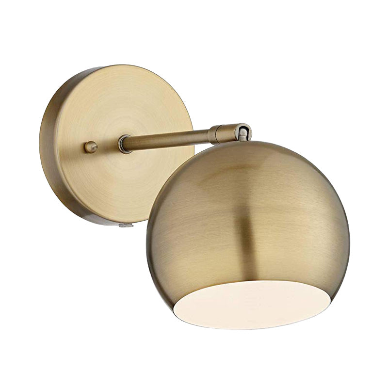 Frendorf | Ein Glühlampe Wandleuchte mit rundem Schirm Metall Industriell Wohnzimmer Wandbeleuchtung in Messing