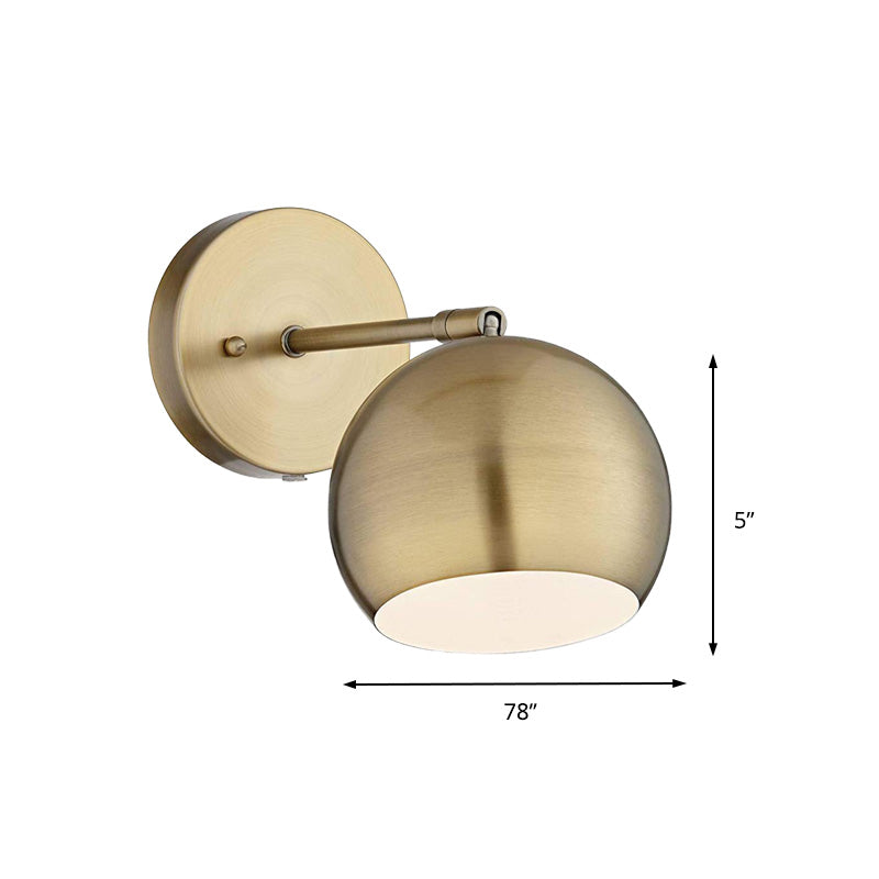 Frendorf | Ein Glühlampe Wandleuchte mit rundem Schirm Metall Industriell Wohnzimmer Wandbeleuchtung in Messing