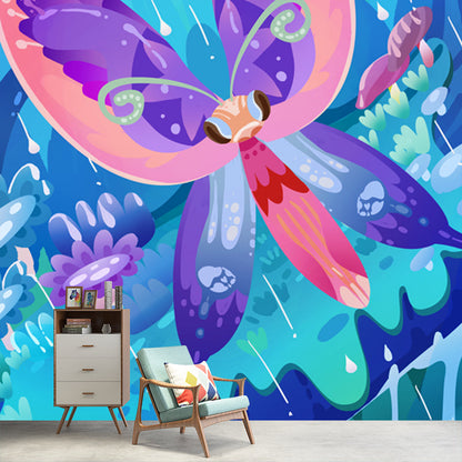 Blaue Regenswiese Wandmural Schmetterling Kinder wasserdichte Wanddekoration für Schlafzimmer