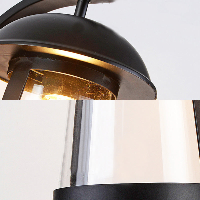 Frendorf | 1 Licht Klar Glas Wand Sconce Licht Industrie Schwarz Kegel Außenbeleuchtung Leuchte