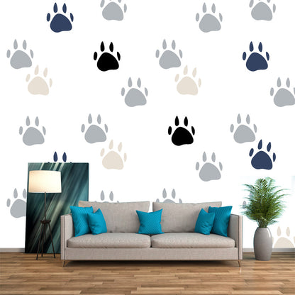 Frendorf | Kat Poot Afdruk Behang Muur Kinderkunst Waterproof Kinderkamer Wanddecoratie, Aangepaste Afdruk, Wit