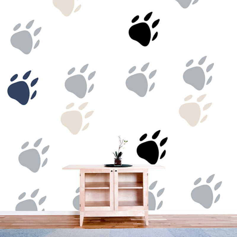 Frendorf | Kat Poot Afdruk Behang Muur Kinderkunst Waterproof Kinderkamer Wanddecoratie, Aangepaste Afdruk, Wit