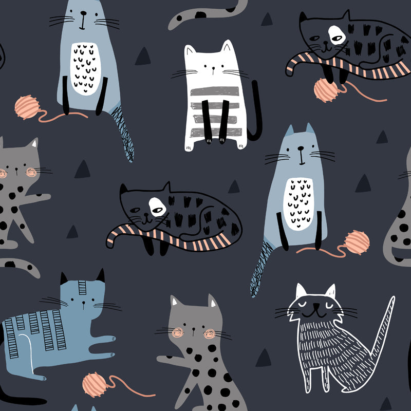 Frendorf | Kat Behang Muur Grijs Kinderkunst Muurdecoratie voor Kinderkamer, Non-woven
