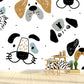 Frendorf | Grote Honden Muurpapier Cartoon Schattige Dierprint Wanddecoratie in Zwart-Oranje op Wit