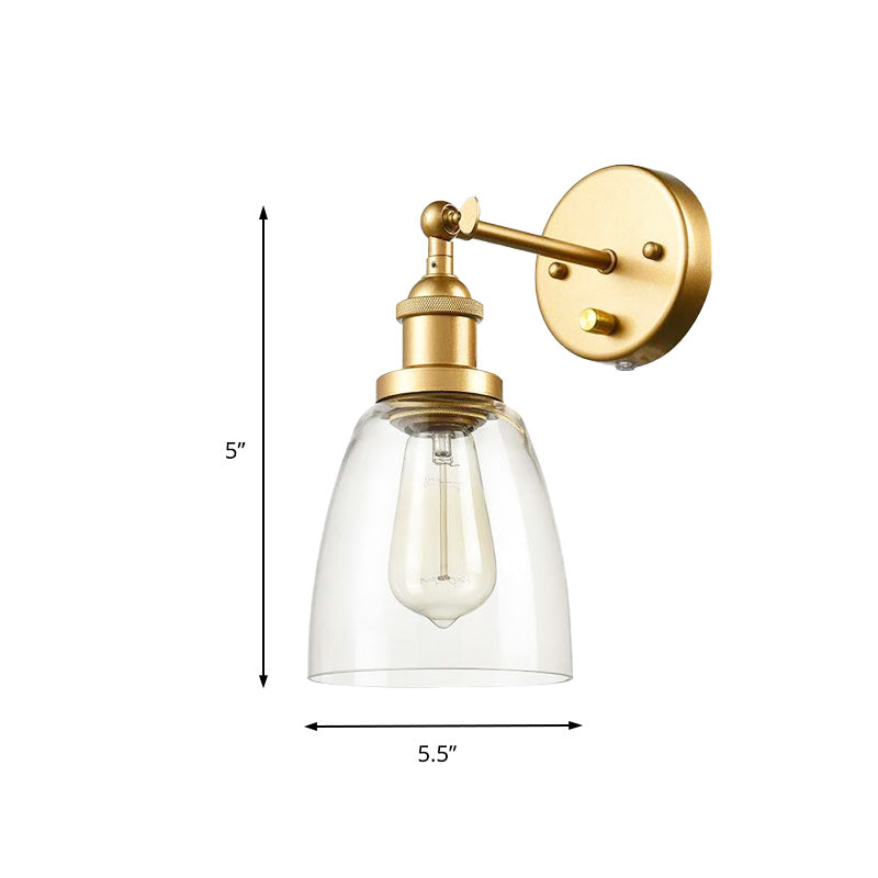 Frendorf | Klar Glas Messing Wandleuchte Kegel 1-Glühbirne Industrie Wandlampe für Wohnzimmer