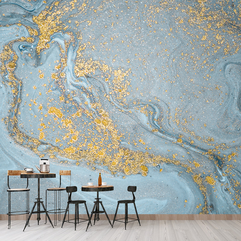 Frendorf | Golf mit Gebrochenen Pailletten Wand Moderne Glatte Wandverkleidung in Blau und Gold