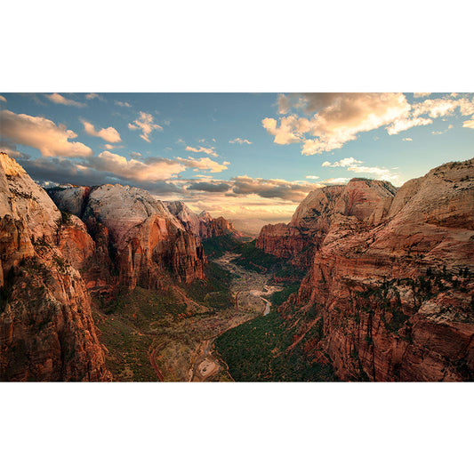 Großes Zion-Nationalpark-Wandbild Feuchtigkeitsbeständig Modernistische Schlafzimmer Wanddekoration in Blau-Braun