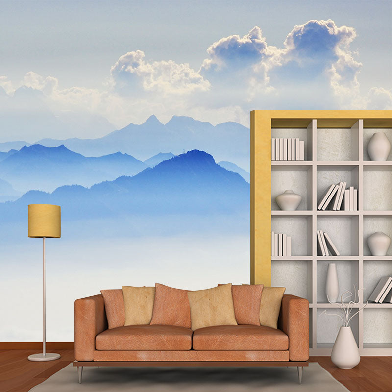 Frendorf | Blue Misty Mountain Landscape Mural Moisture-Resistant Wall Art for the Living Room
