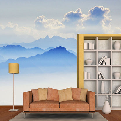 Frendorf | Blue Misty Mountain Landscape Mural Moisture-Resistant Wall Art for the Living Room