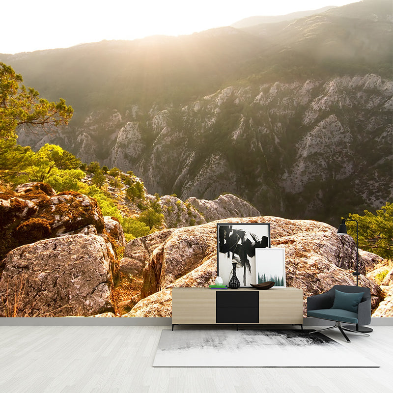 Braune Berg Sonnenaufgang Szene Wandbild Wasserdicht Modern Stil Wohnzimmer Wanddekoration