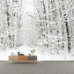Frendorf | Witte sneeuwbedekte boomloze muurmuur winterlandschap moderne vochtbestendige wanddecoratie