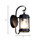 Frendorf | Ein Lampen Wandlicht mit Zylinder/Laternen-Schirm Blasenglas Industrielle Veranda Wandleuchte Fixture in Schwarz