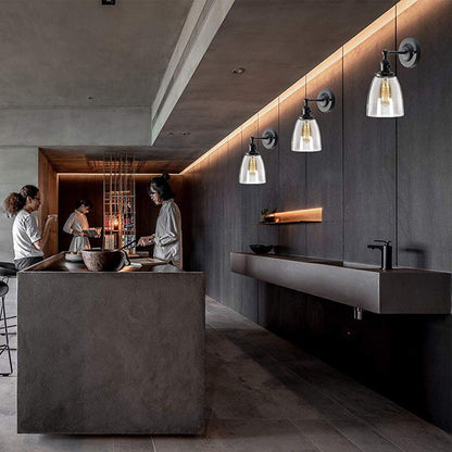 Frendorf | Cone Shade Koffiewinkel Wandverlichting Industrieel Helder Glas 1 Licht Zwarte Wandlamp in Zwart