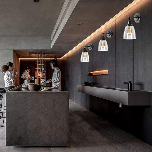 Frendorf | Cone Shade Koffiewinkel Wandverlichting Industrieel Helder Glas 1 Licht Zwarte Wandlamp in Zwart