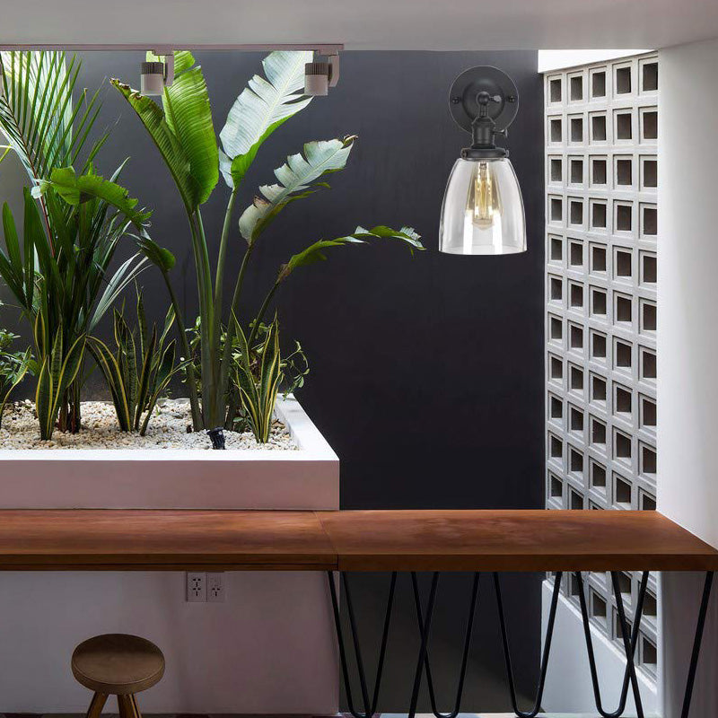 Frendorf | Cone Shade Koffiewinkel Wandverlichting Industrieel Helder Glas 1 Licht Zwarte Wandlamp in Zwart