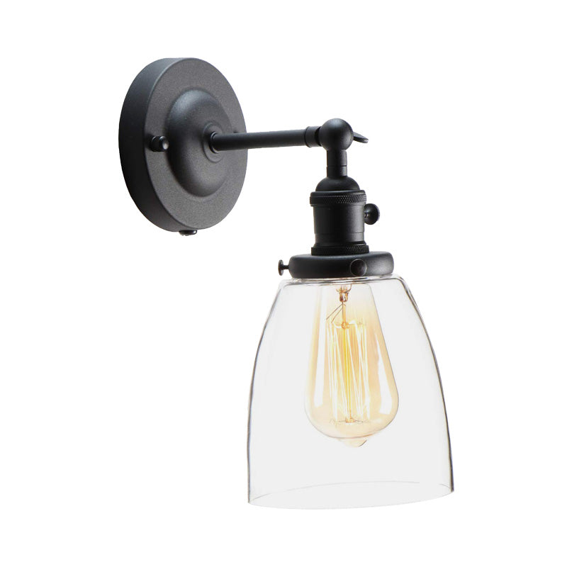 Frendorf | Cone Shade Koffiewinkel Wandverlichting Industrieel Helder Glas 1 Licht Zwarte Wandlamp in Zwart