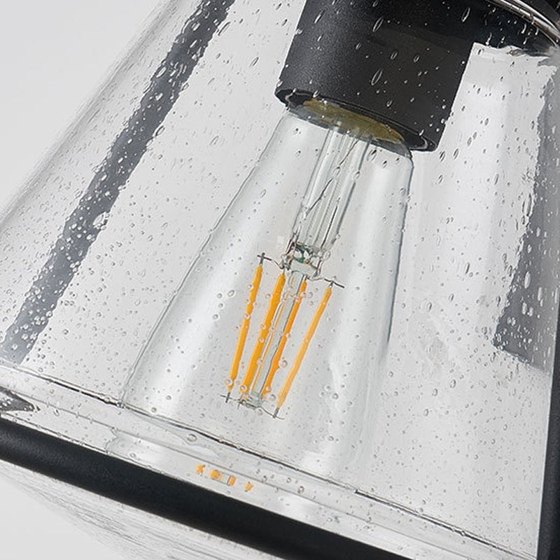 Frendorf | 1 Licht Klar Saatglas Wandwandleuchte Licht Industrie Schwarz Kegel Schirm Außenbeleuchtung Fixture