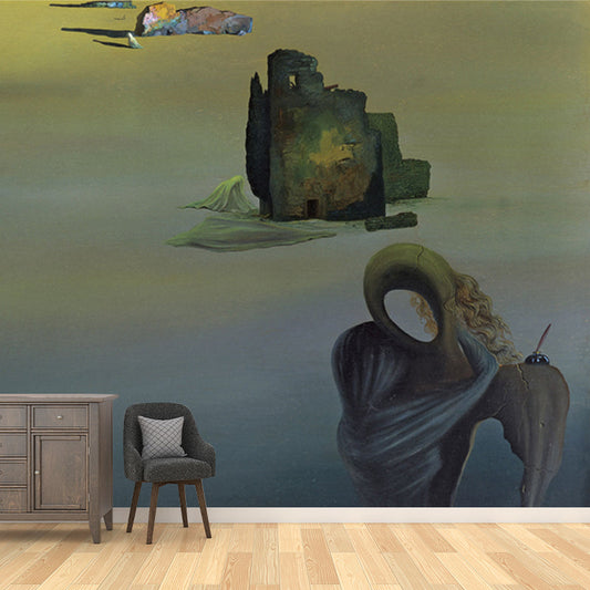 Blaue Surrealistische Wandtapete Vollgröße Gradiva findet die anthropomorphen Ruinen Wandkunst