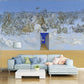 Frendorf | Battle in the Clouds Muur Geel Surrealisme Wandbekleding voor Accentmuur, Op Maat Gemaakt