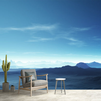 Frendorf | Extra Large Hills Scenery Mural Decal Waterproofing Modern Home Wall Covering in Blue
