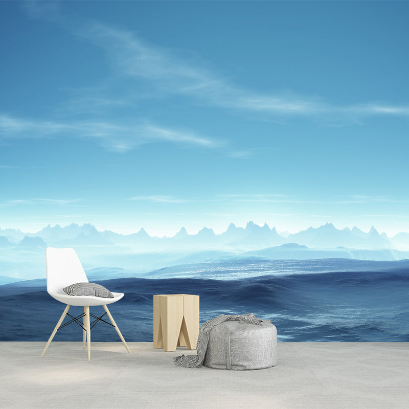 Frendorf | Extra Large Hills Scenery Mural Decal Waterproofing Modern Home Wall Covering in Blue