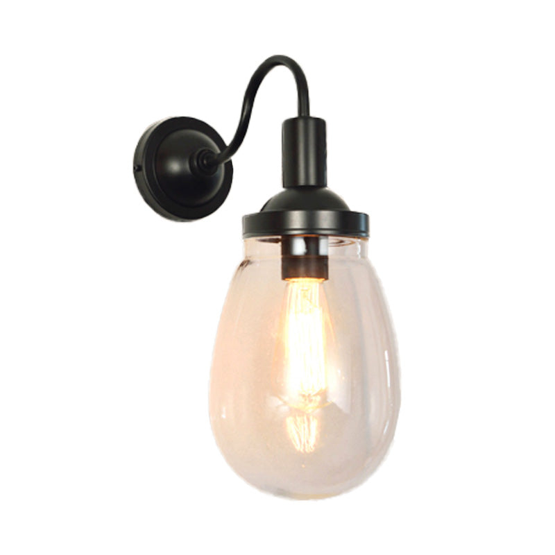 Frendorf | Gooseneck Klare Glas Wandlamp Boerderij Enkel Peertje Slaapkamer Wandlamp in Zwart