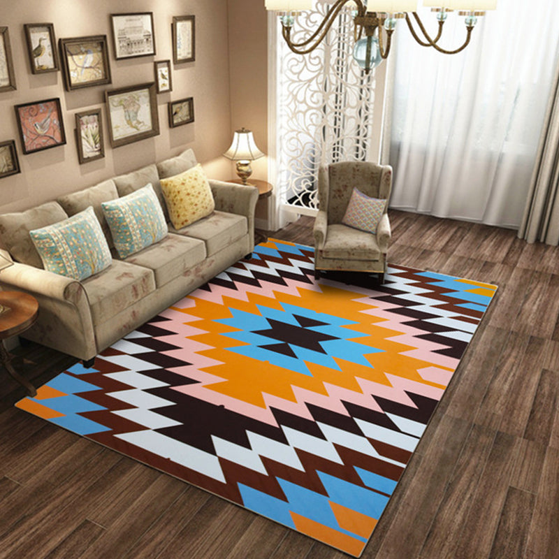 Tribal Navajo Diamond Teppich Orange Bodenbelag Teppich Synthetisch Rutschfest Haustierfreundlicher Teppich für das Wohnzimmer