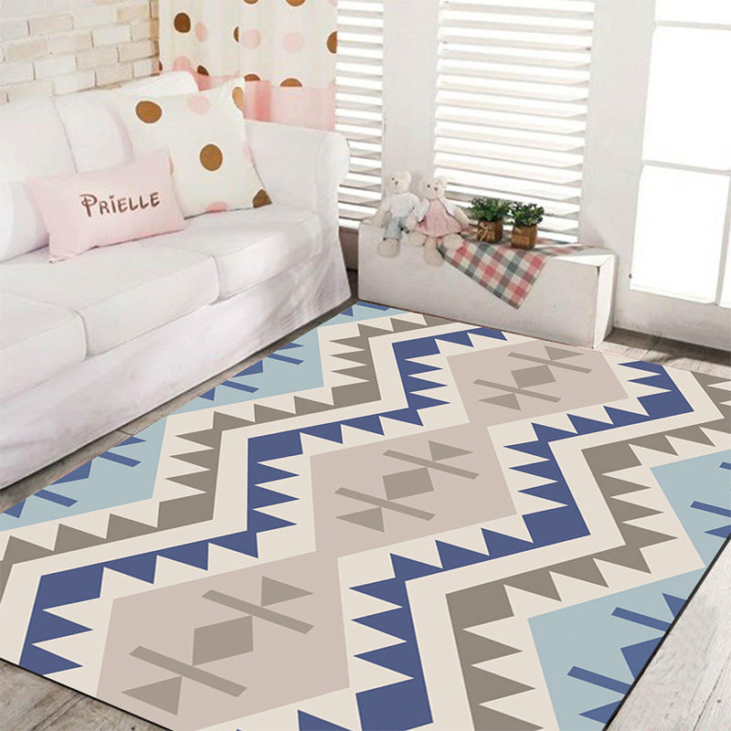 Banded Geometric Southwestern Teppich Tribal Navajo Teppich Polyester Waschbar Rutschfest Fleckenresistenter Teppich für das Schlafzimmer