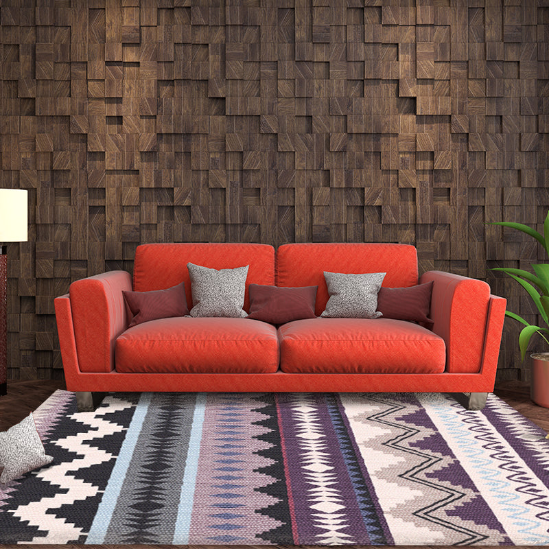 Frendorf | Lila Gestreifte Chevron Geometrische Teppich Indische Stammes Innenmatte Synthetisches Antirutsch Power Loom Teppich für Wohnzimmer