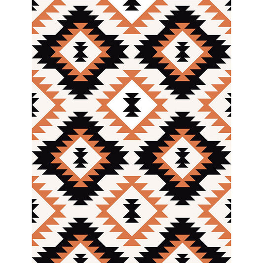 Frendorf | Aztec Tokens Tribale Inheemse Tapijt met etnische geometrische diamant in oranje en zwart polyester vlekbestendig persoonlijk tapijt