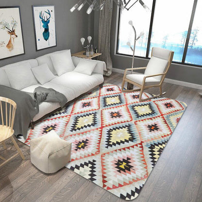 Retro Tribal Teppich mit Azteken Native Americana Diamant Fleckenresistenter Power Loom Teppich für die Wohnkultur