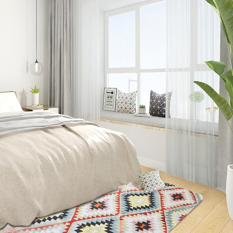 Retro Tribal Teppich mit Azteken Native Americana Diamant Fleckenresistenter Power Loom Teppich für die Wohnkultur