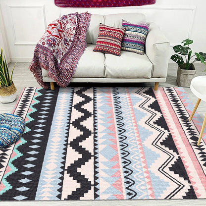 Frendorf | Gestreifter Chevron Geometrischer Teppich Indische Americana Innenmatte Synthetisch Fleckenbeständig Rutschfest Haardmatte