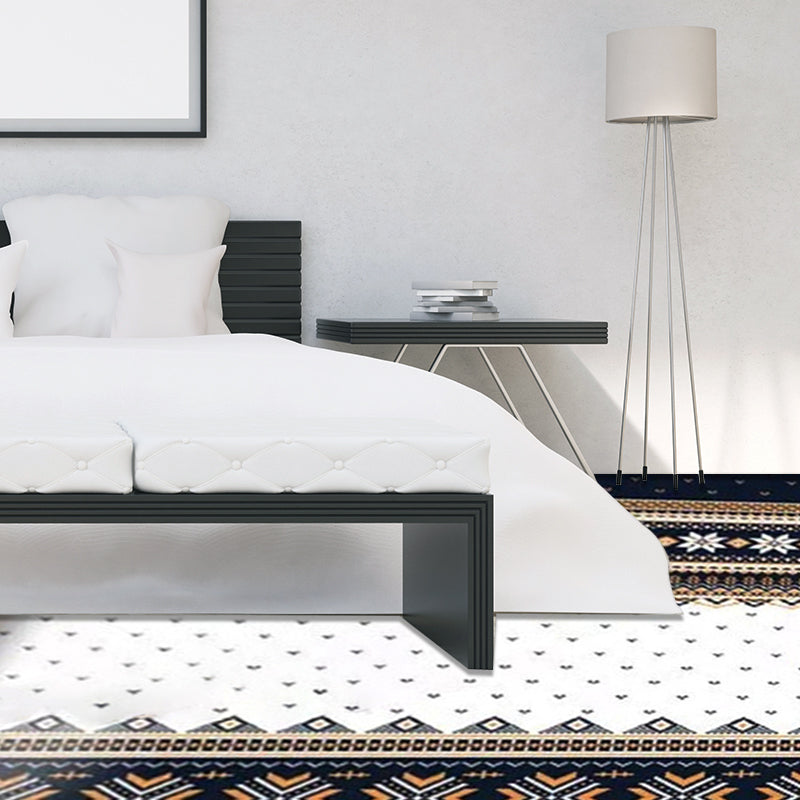 Frendorf | Blauer Banded Tribal-Teppich mit Punkten Künstlicher Anti-Rutsch Power Loom Bodenbelag Teppich für das Wohnzimmer