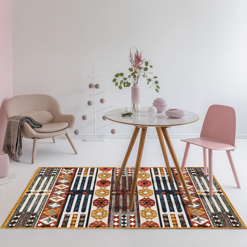 Frendorf | Braun Karneval Tribal Teppich Gestreifter Geometrischer Bodenbelag Teppichstoff Rutschfester Powerloom-Teppich für das Wohnzimmer