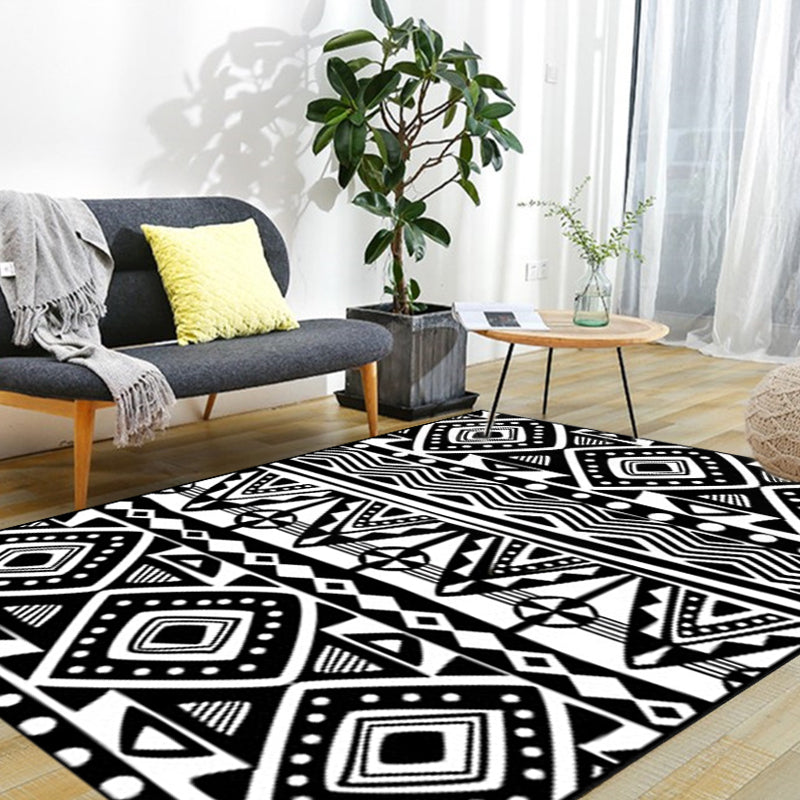 Frendorf | Schwarzer Teppich Zuido Western Tribal Americana Diamant Geometrisch Bodenbelag Bereich Teppich Polyester Rutschfest Haustierfreundlich Teppich