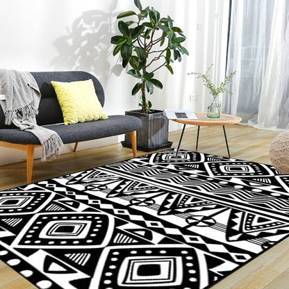 Frendorf | Schwarzer Teppich Zuido Western Tribal Americana Diamant Geometrisch Bodenbelag Bereich Teppich Polyester Rutschfest Haustierfreundlich Teppich