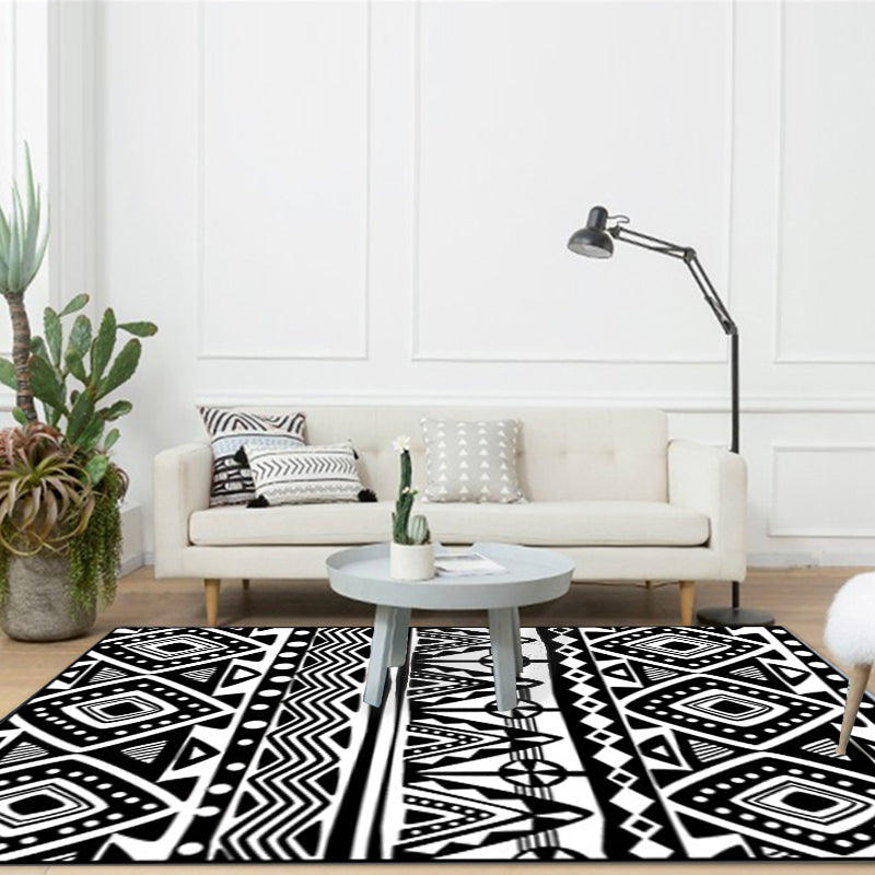 Frendorf | Schwarzer Teppich Zuido Western Tribal Americana Diamant Geometrisch Bodenbelag Bereich Teppich Polyester Rutschfest Haustierfreundlich Teppich