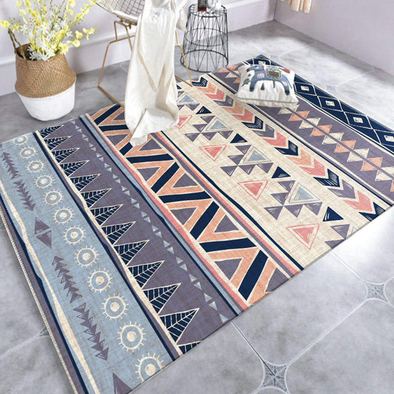 Frendorf | Warme lila fleckenbeständige Teppich gestreift geometrisch Americana tribal Teppich Polyester haustierfreundlicher Bereich Teppich für Wohnzimmer