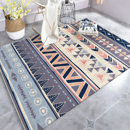 Frendorf | Warme lila fleckenbeständige Teppich gestreift geometrisch Americana tribal Teppich Polyester haustierfreundlicher Bereich Teppich für Wohnzimmer