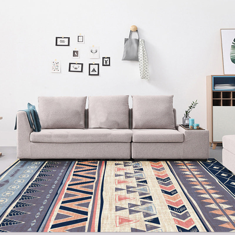 Frendorf | Warme lila fleckenbeständige Teppich gestreift geometrisch Americana tribal Teppich Polyester haustierfreundlicher Bereich Teppich für Wohnzimmer