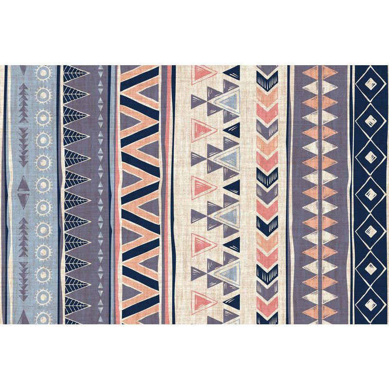 Frendorf | Warme lila fleckenbeständige Teppich gestreift geometrisch Americana tribal Teppich Polyester haustierfreundlicher Bereich Teppich für Wohnzimmer