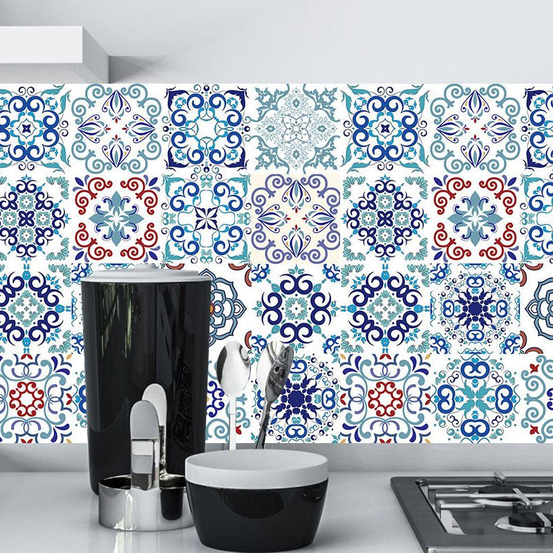 Frendorf | Blumenfliesen Tapetenpaneel Set Bunt Bohemian Wandverkleidung für das Badezimmer, Selbstklebend