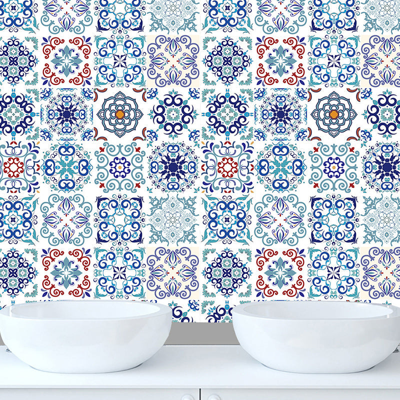 Frendorf | Blumenfliesen Tapetenpaneel Set Bunt Bohemian Wandverkleidung für das Badezimmer, Selbstklebend