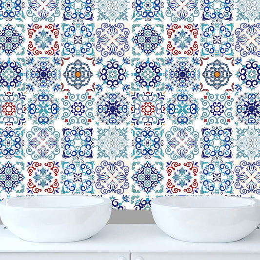 Frendorf | Blumenfliesen Tapetenpaneel Set Bunt Bohemian Wandverkleidung für das Badezimmer, Selbstklebend
