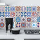 Frendorf | Blumenfliesen Tapetenpaneel Set Bunt Bohemian Wandverkleidung für das Badezimmer, Selbstklebend