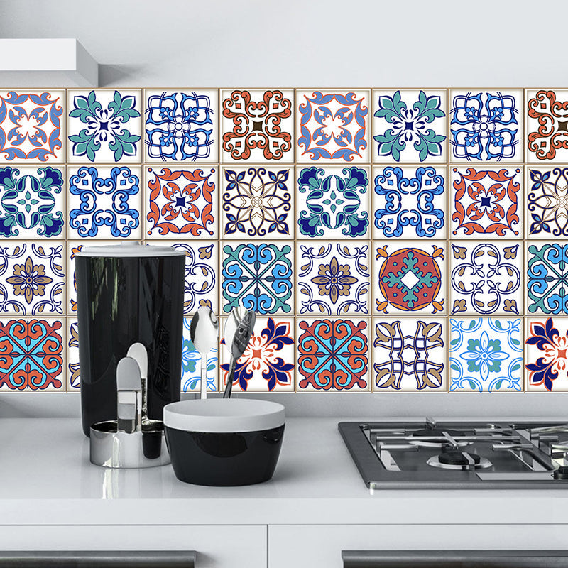 Frendorf | Blumenfliesen Tapetenpaneel Set Bunt Bohemian Wandverkleidung für das Badezimmer, Selbstklebend