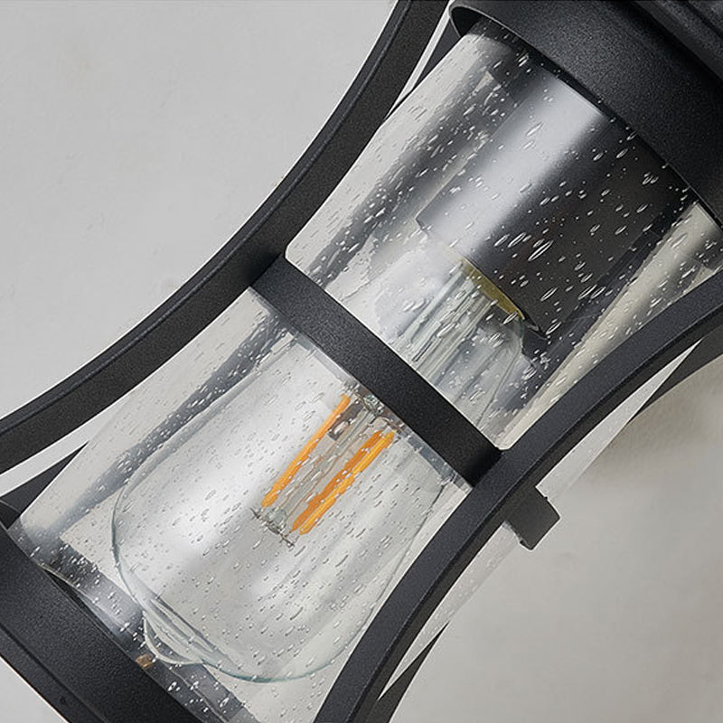 Frendorf | Schwarze Ein-Lampe-Wandleuchte Industrie klares Glas Zylinder Beleuchtungseinrichtung mit rechteckiger/runder Wandplatte