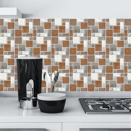 Industrielle Mosaik Klebe-Wallpaper Paneele Grau-Braun Gestreifte Wandverkleidung für Zuhause